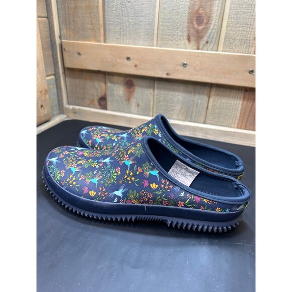 Western Chief Womens Hummingbird Clogs Size 10 Navy Rubber & Polyester Slip-On S - Picture 5 of 7